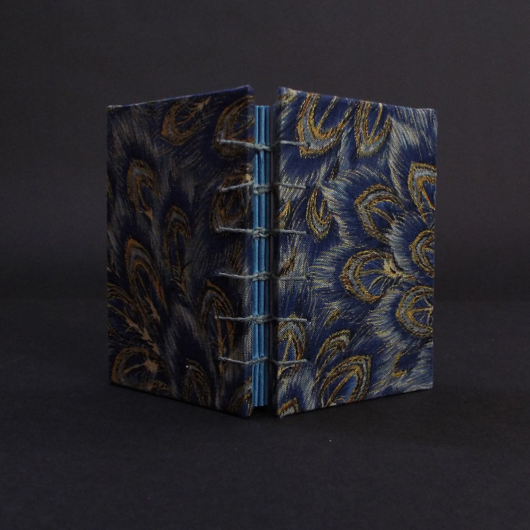 Blue peacock mini coptic bound book spine