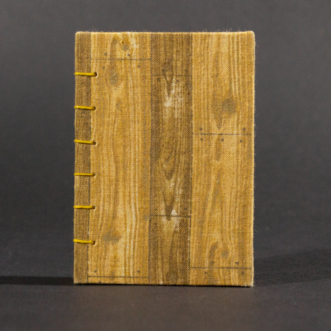 Front cover of wood floor Coptic book