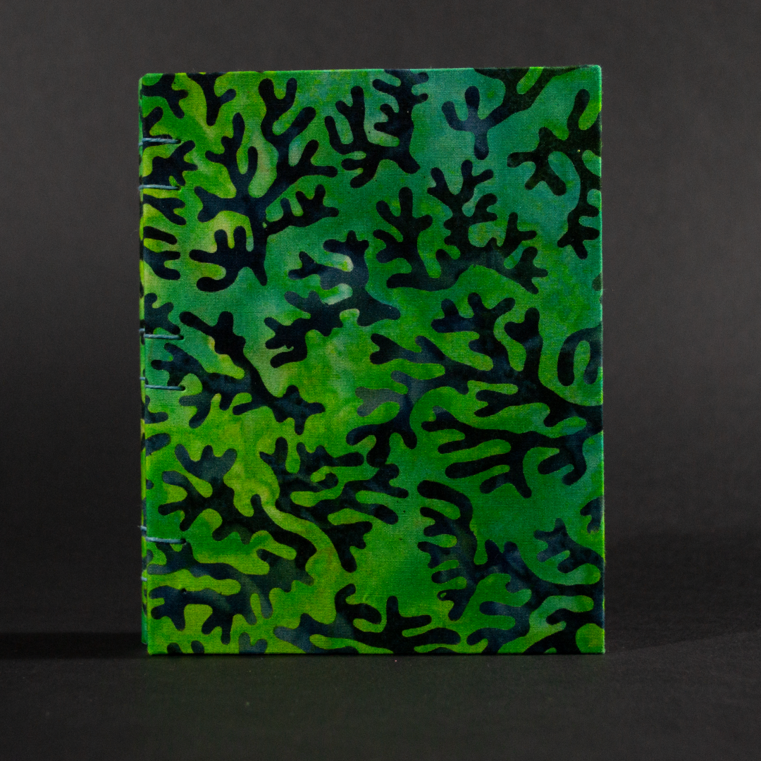 Cover of blue coral batik octavo Coptic book