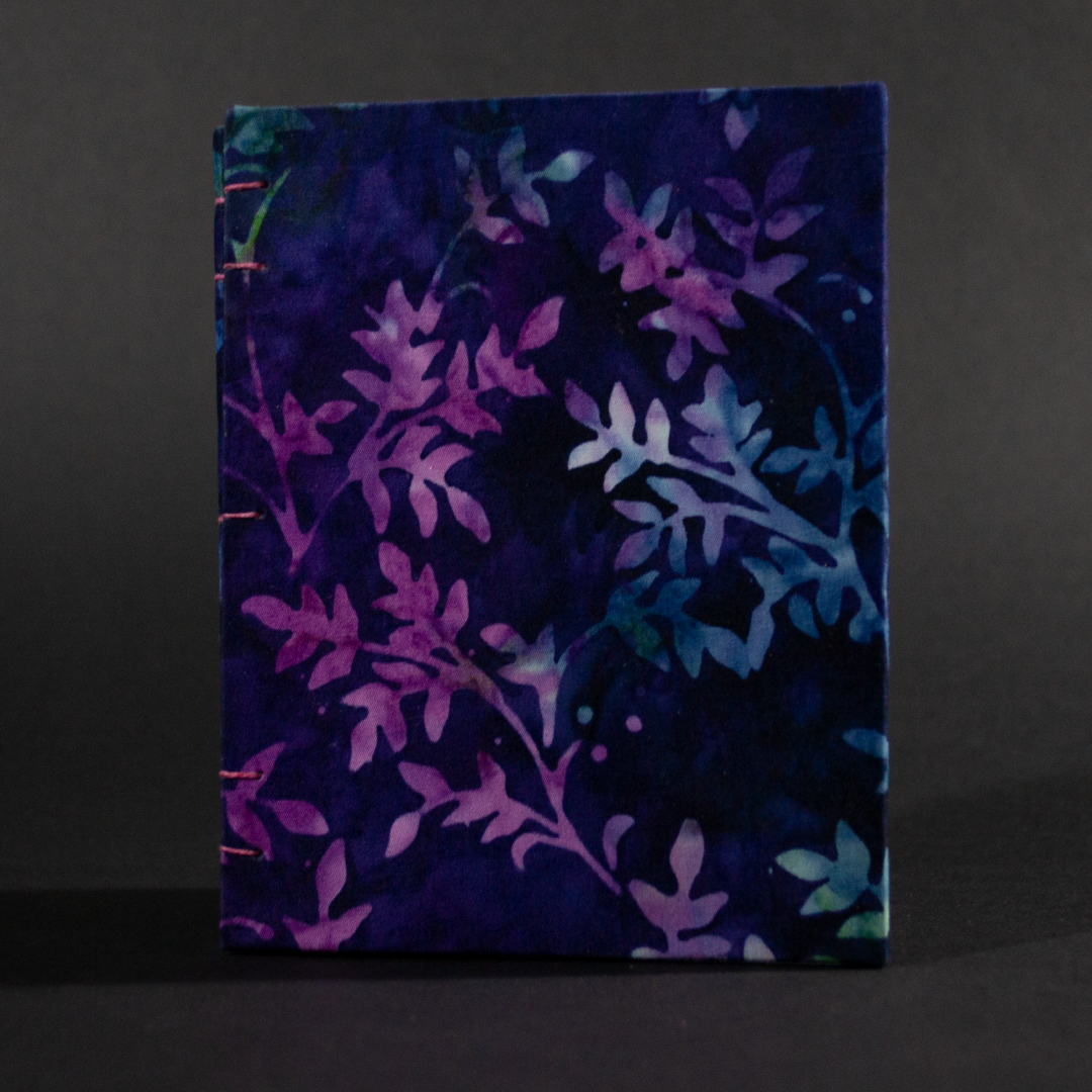 Cover of purple vines batik octavo Coptic book