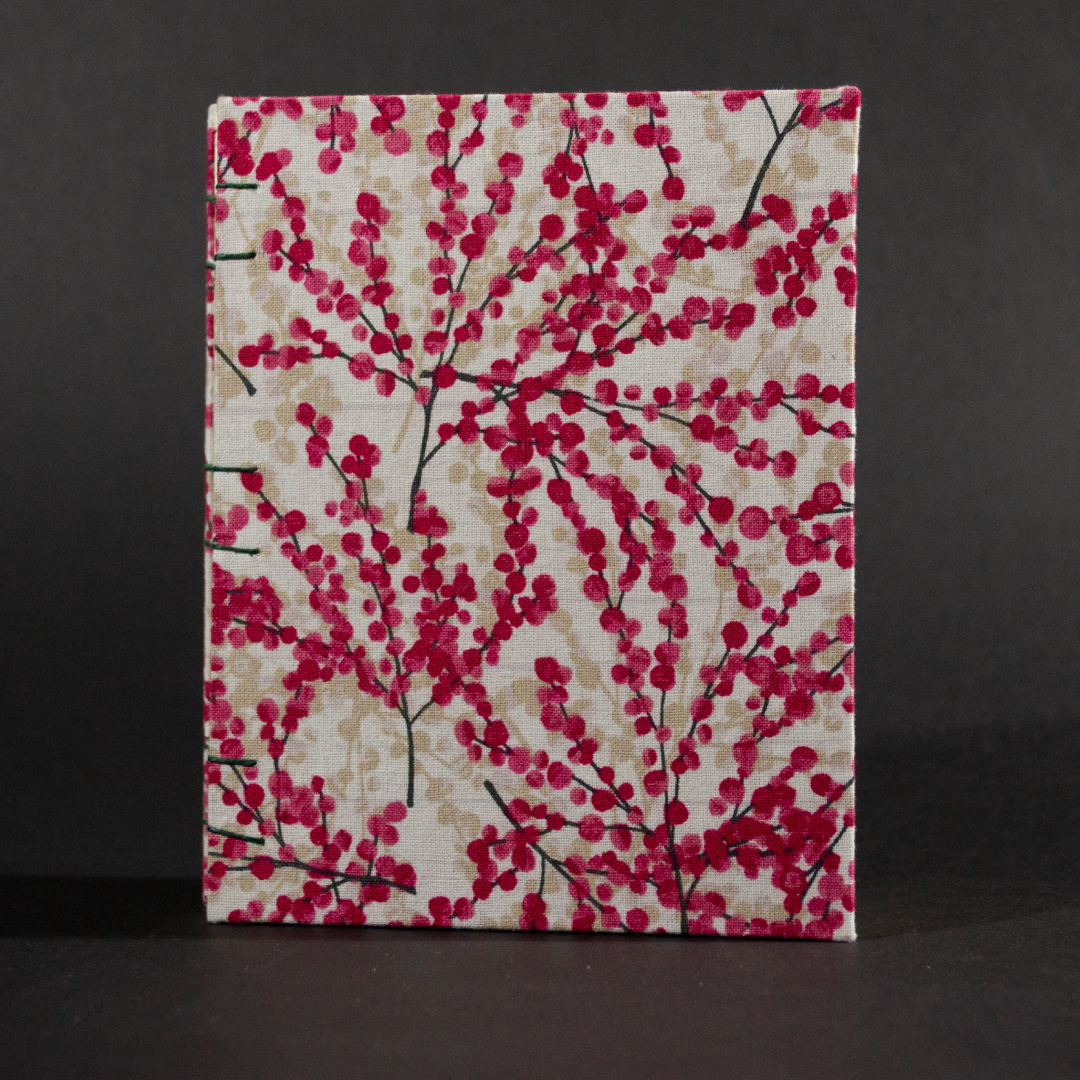 Front cover of cherry blossoms octavo Coptic book
