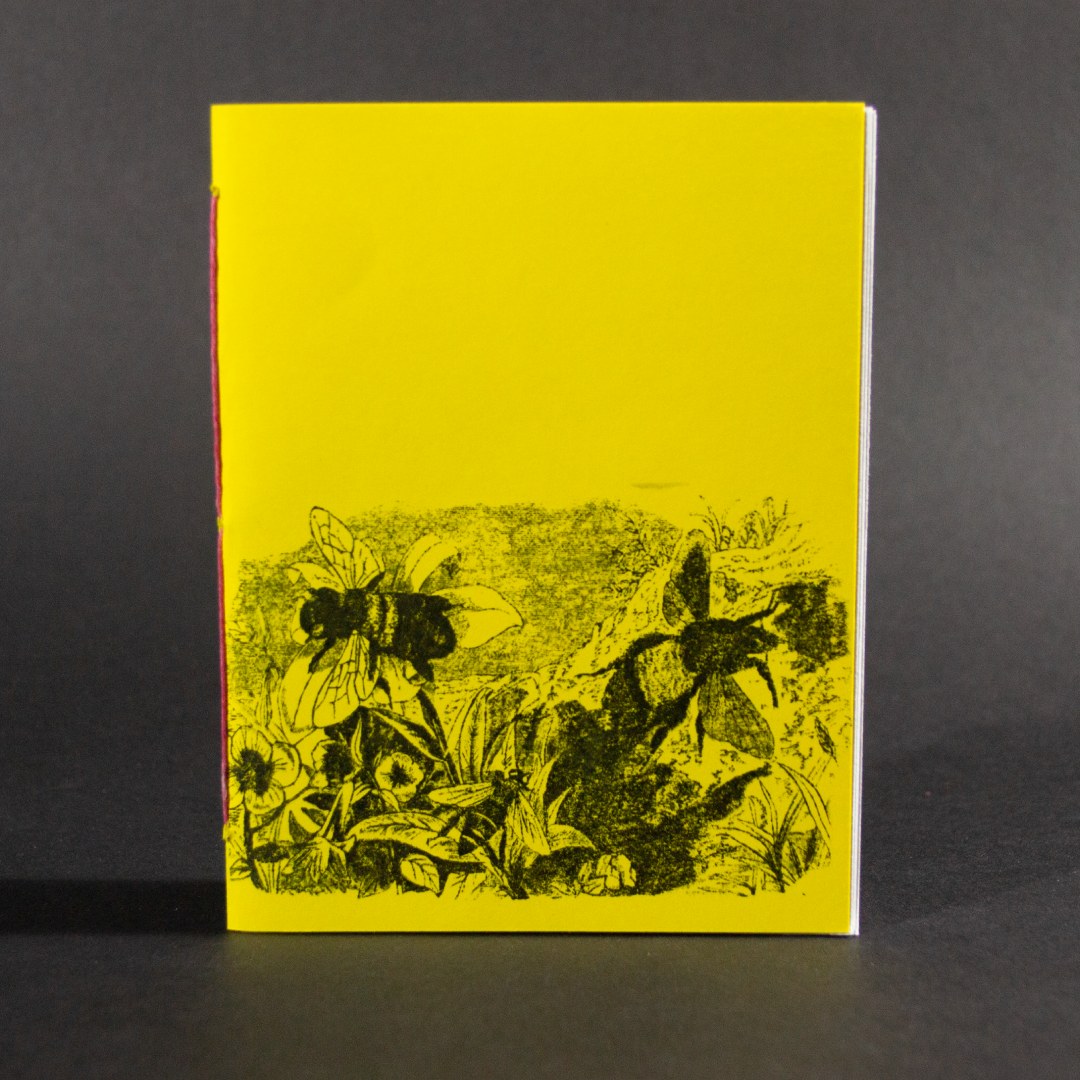 Bees and flowers are on the cover of this yellow octavo pamphlet book