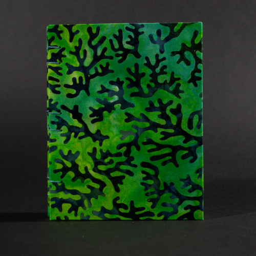 Cover of blue coral batik octavo Coptic book