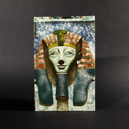 Front cover Egyptian themed quarto Coptic bound journal featuring a pharaoh